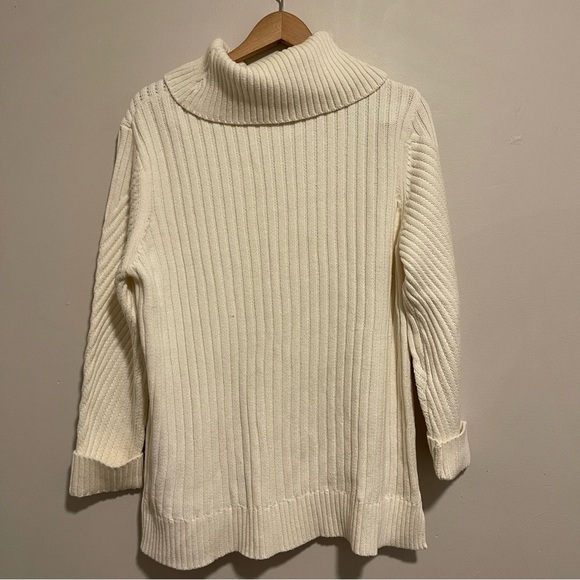 North style cream turtleneck cow neck tunic sweater large - Picture 3 of 6